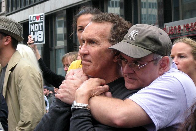 A sweet moment from a Prop 8 protest in 2008